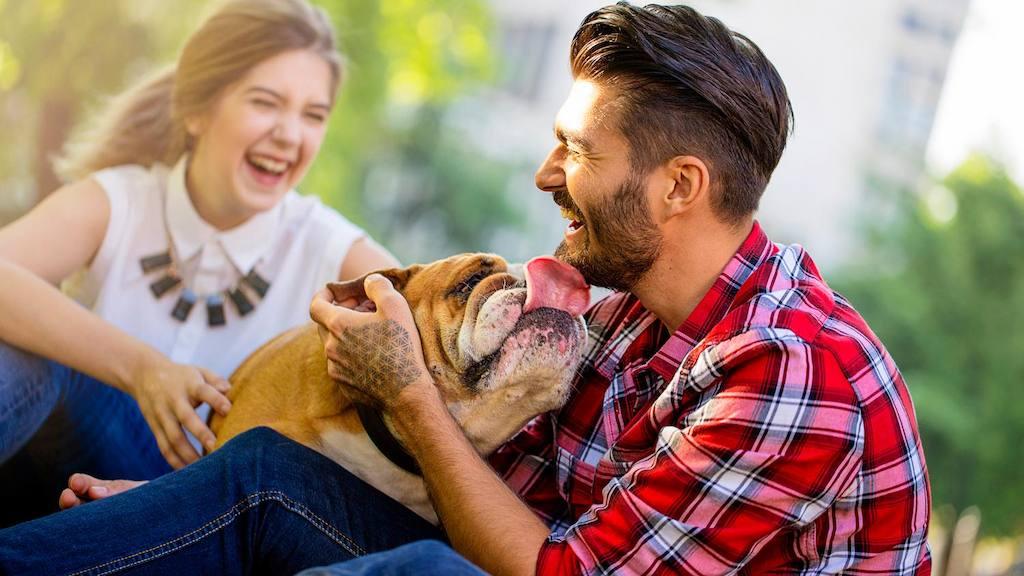 Man and Woman with Bulldog